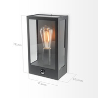 Stella PIR LED wandlamp - bewegingssensor - schemerschakelaar - excl. E27 lichtbron - max. 60 watt - IP44 - Zwart - voor buiten