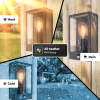 Stella PIR LED wandlamp - bewegingssensor - schemerschakelaar - excl. E27 lichtbron - max. 60 watt - IP44 - Zwart - voor buiten