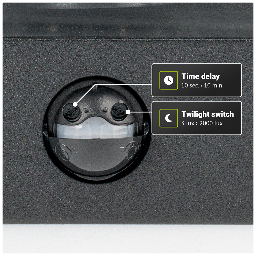 Stella PIR LED wandlamp - bewegingssensor - schemerschakelaar - excl. E27 lichtbron - max. 60 watt - IP44 - Zwart - voor buiten voor binnen en buiten
