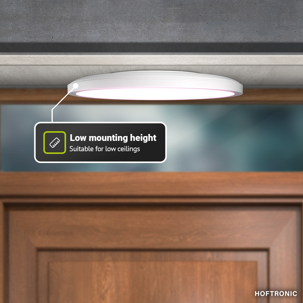 Slim - Badkamer Plafondlamp met afstandsbediening - RGB WW - Wit - IP44 waterdicht - Ø30 cm - LED Plafonniere
