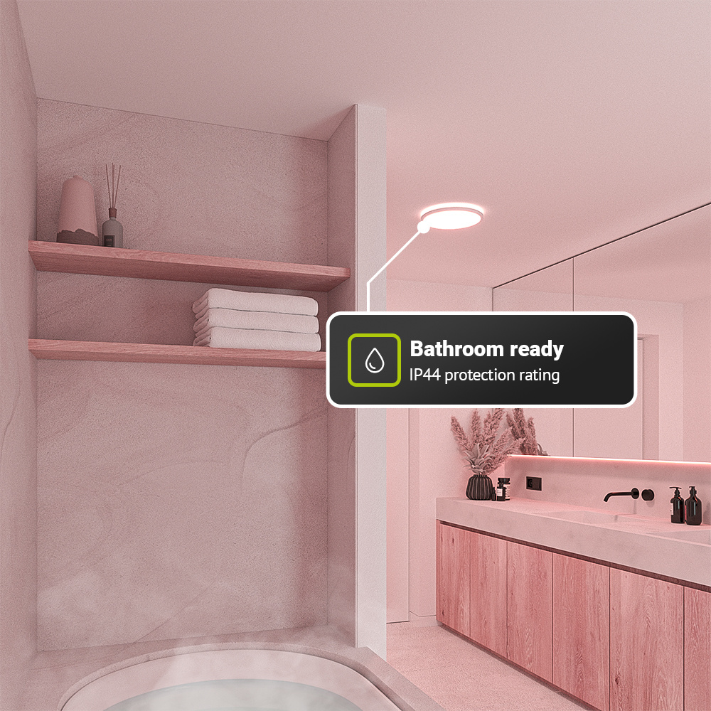 Slim - Badkamer Plafondlamp met afstandsbediening - RGB WW - Wit - IP44 waterdicht - Ø30 cm - LED Plafonniere