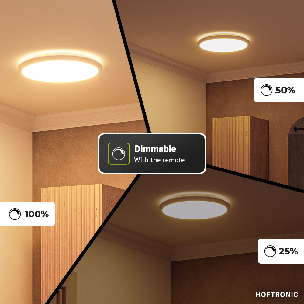 Slim - Badkamer Plafondlamp met afstandsbediening - RGB WW - Wit - IP44 waterdicht - Ø30 cm - LED Plafonniere