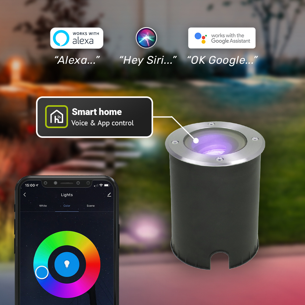 6x Lilly Smart LED Grondspot - Kantelbaar - Overrijdbaar - Rond - RVS - RGBWW - 5.5 Watt - IP67 waterdicht - 3 jaar garantie afbeelding