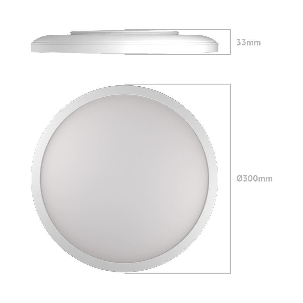 Slim - Badkamer plafondlamp wit - 18W 1750 Lumen - IP44 waterdicht - CCT lichtkleur instelbaar (2700K, 4000K & 5000K) - Ø30 cm - LED Plafonniere