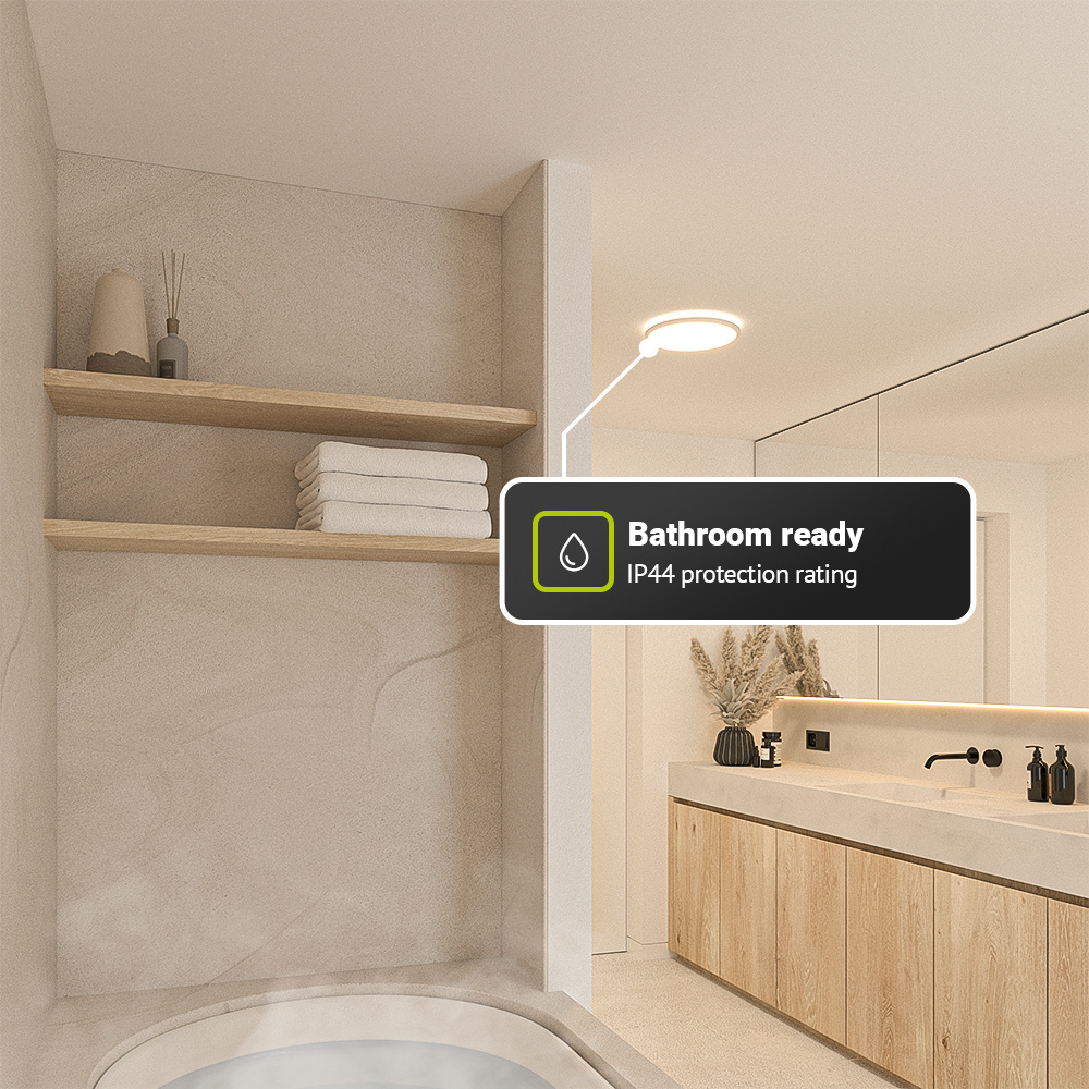 Slim - Badkamer plafondlamp wit - 18W 1750 Lumen - IP44 waterdicht - CCT lichtkleur instelbaar (2700K, 4000K & 5000K) - Ø30 cm - LED Plafonniere