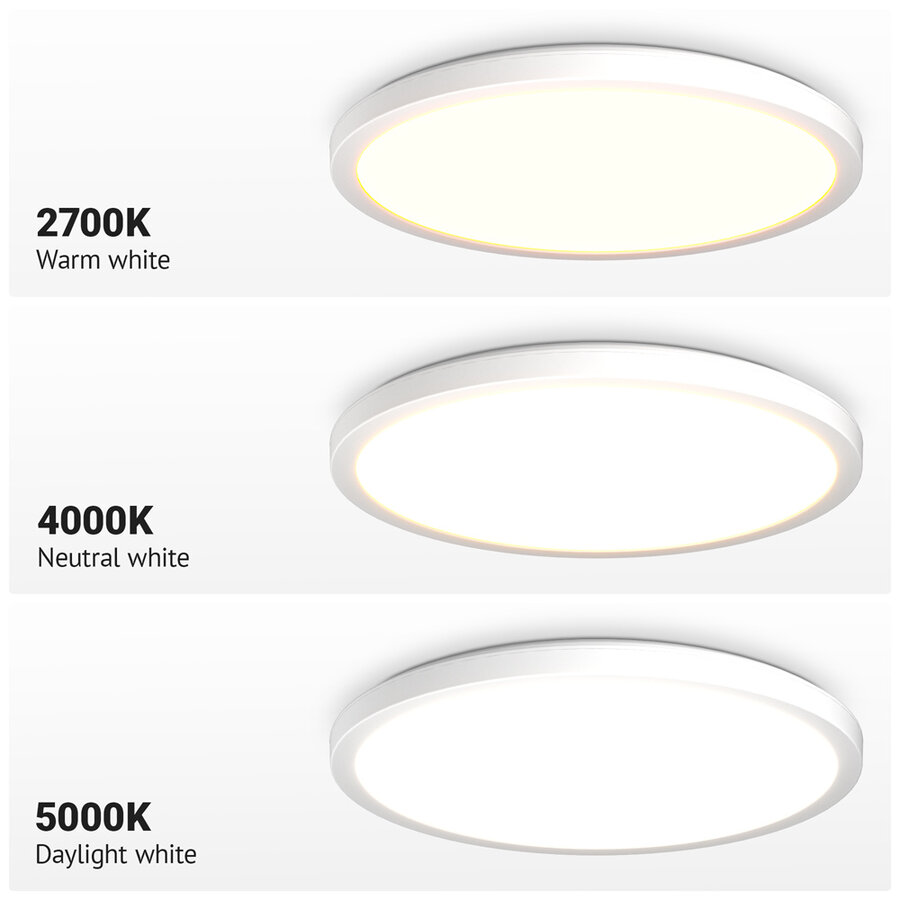 AGOTD Led-plafondlamp, Rond, 18 W, 2400 Lm, 4000 K, Neutraal Wit Diameter 28 Cm Ip54 Waterdicht Ideaal Voor Badkamer Balkon Hal Keuken Woonkamerlamp