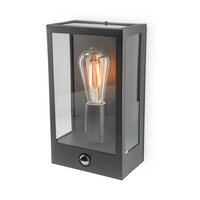 Stella PIR LED wandlamp - bewegingssensor - schemerschakelaar - excl. E27 lichtbron - max. 60 watt - IP44 - Zwart - voor buiten