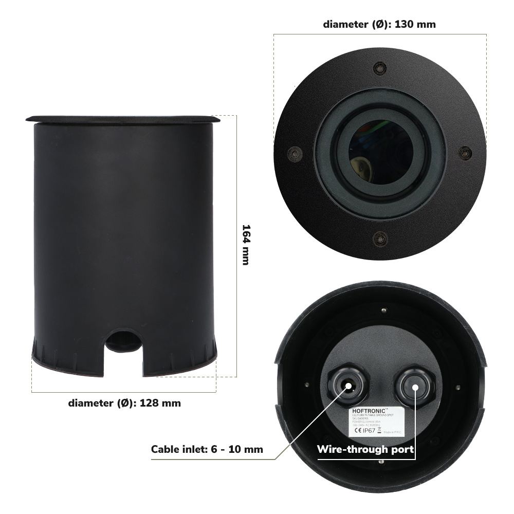 Set van 9 Lilly dimbare LED Grondspot - Kantelbaar - Overrijdbaar - Rond - 4000K neutraal wit - IP67 waterdicht - 3 jaar garantie - Zwart Grondspot bu