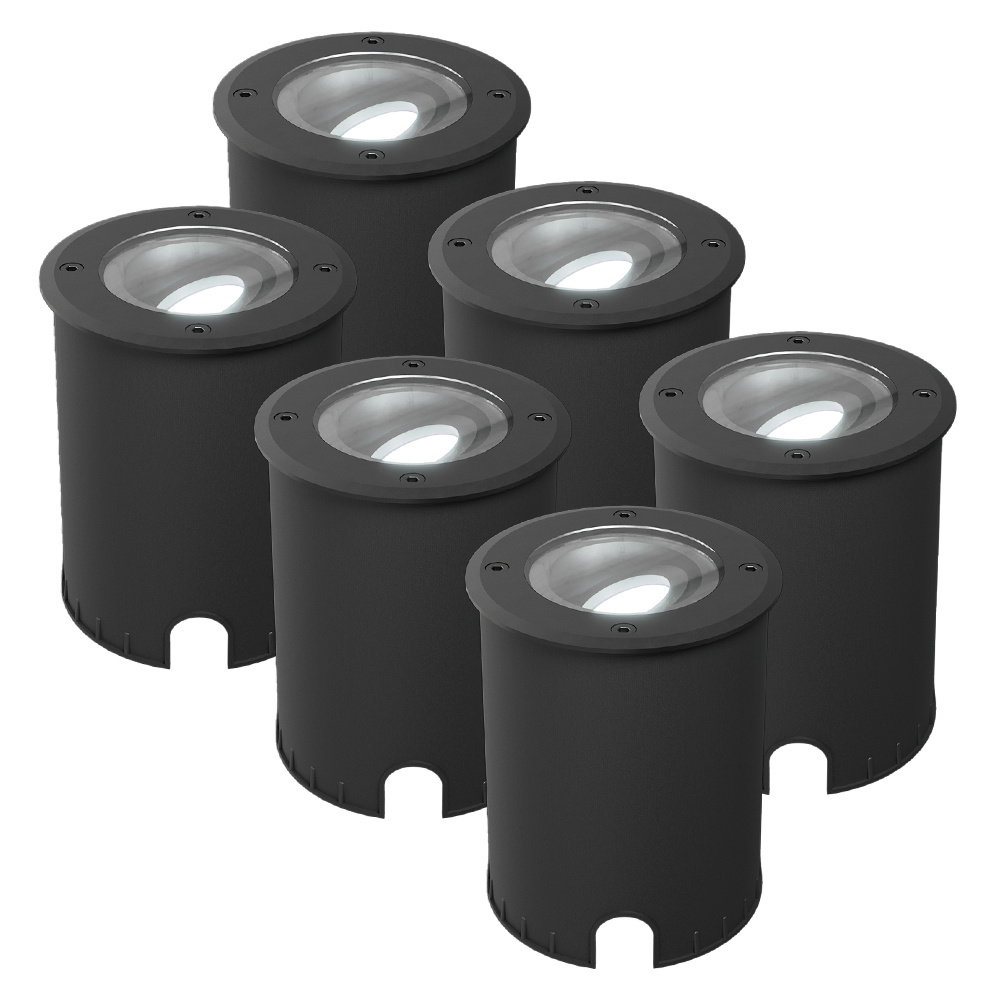 HOFTRONIC™ Set van 6 Lilly dimbare LED Grondspot - Kantelbaar - Overrijdbaar - Rond - 6500K daglicht wit - IP67 waterdicht - 3 jaar garantie - Zwart