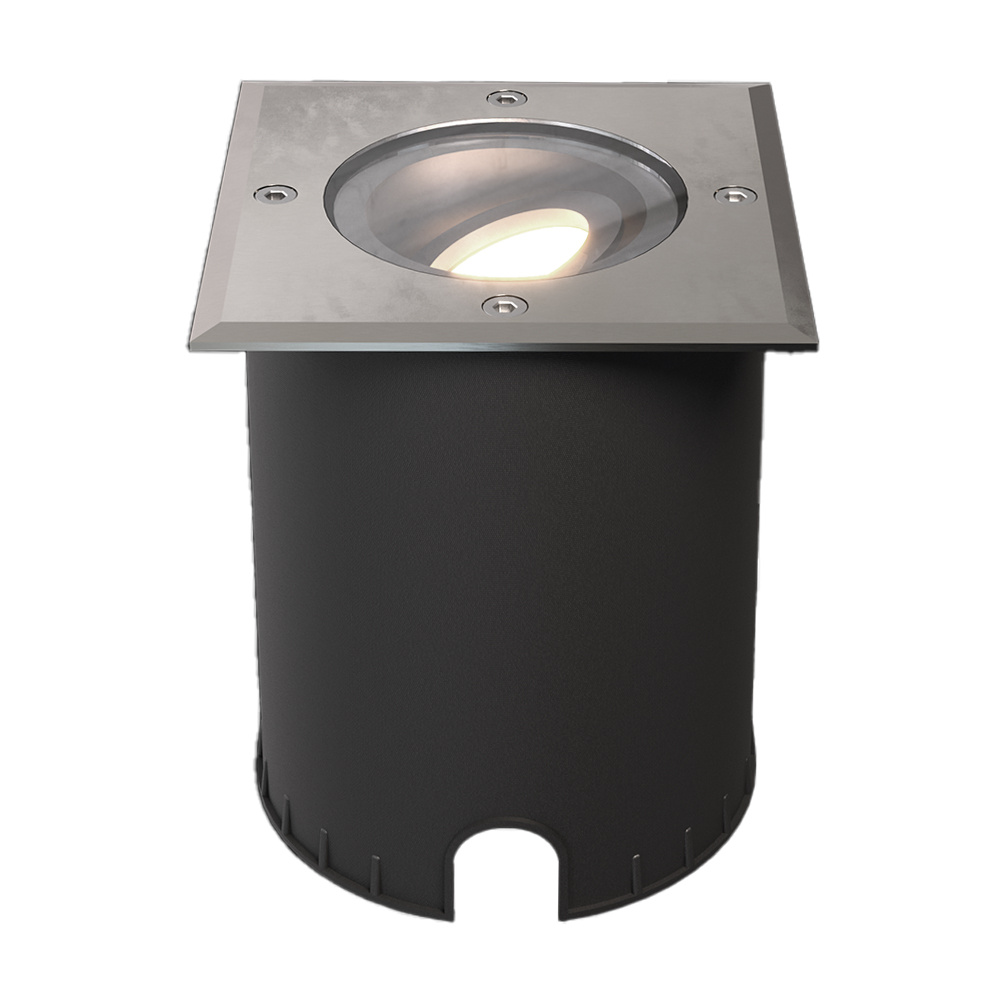 HOFTRONIC™ Cody LED Grondspot RVS - GU10 4,5 Watt 345 lumen dimbaar - 4000K neutraal wit - Kantelbaar - Overrijdbaar - Vierkant - IP67 waterdicht