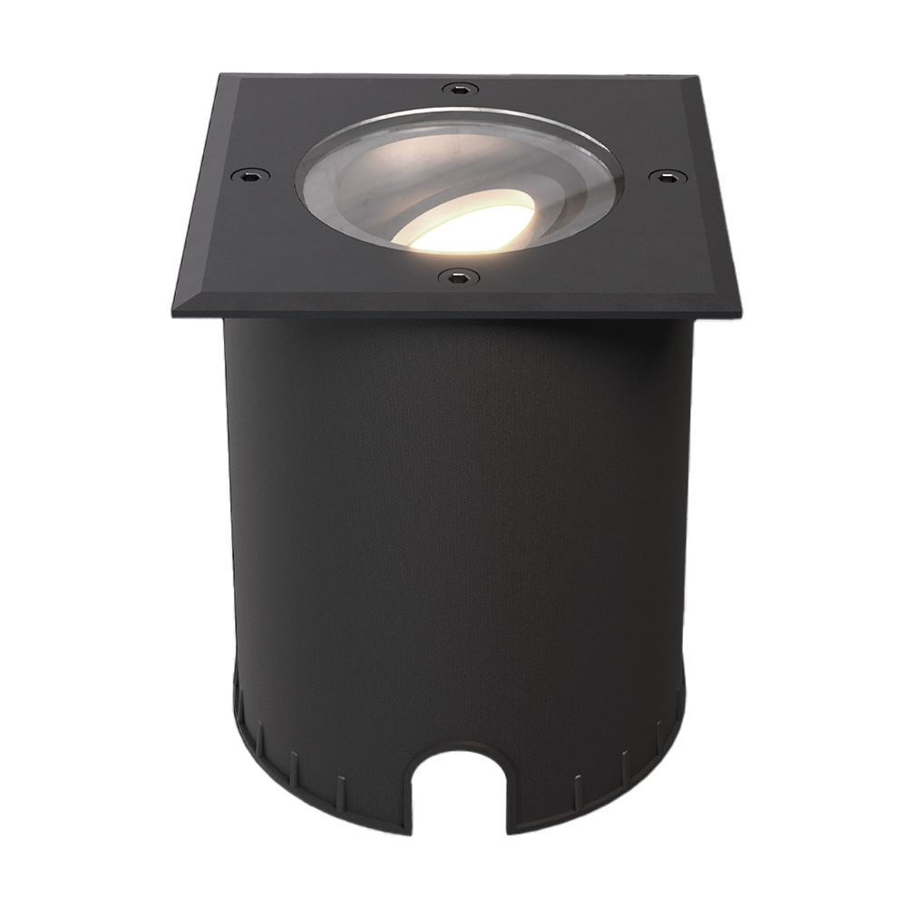 HOFTRONIC™ Cody LED Grondspot Zwart - GU10 4,5 Watt 345 lumen dimbaar - 4000K neutraal wit - Kantelbaar - Overrijdbaar - Vierkant - IP67 waterdicht