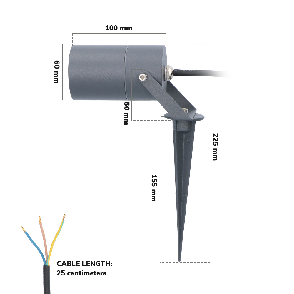 3x Spikey LED Prikspot 5 Watt 6000K antraciet IP65 waterdicht - Tuin spots, spots bodem buiten