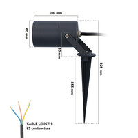 Spikey LED Prikspot 5 Watt 400lm 3000K Zwart IP65 waterdicht