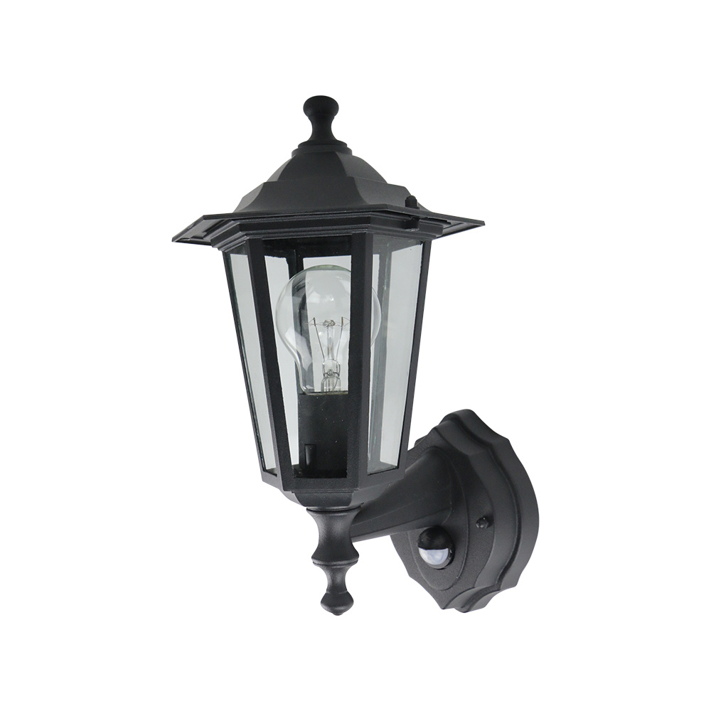 Huron Buitenlamp klassiek mat zwart met bewegingsmelder IP44 waterdicht en 3 jaar garantie voor binnen en buiten met bewegingssensor