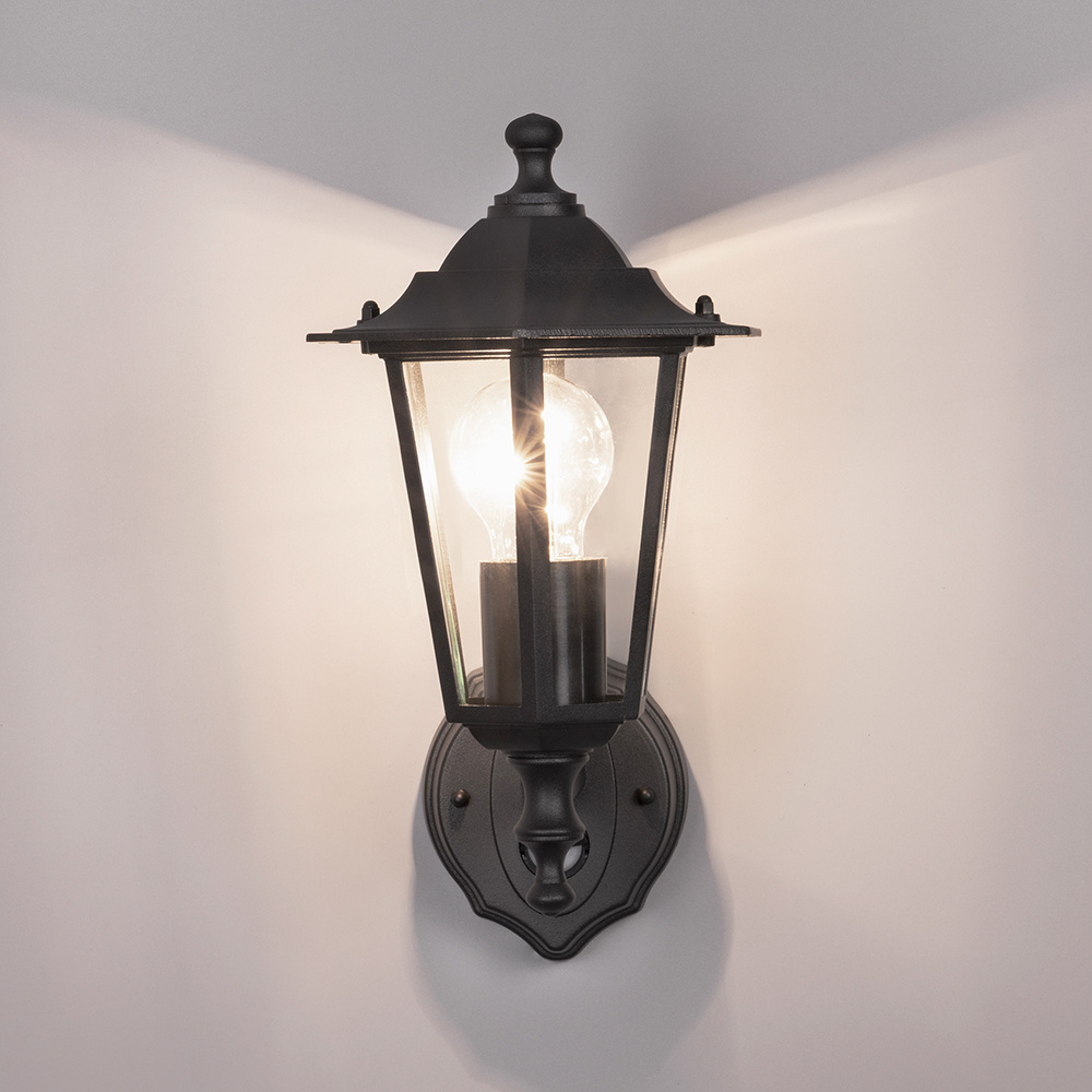 Huron Buitenlamp klassiek mat zwart met bewegingsmelder IP44 waterdicht en 3 jaar garantie voor binnen en buiten met bewegingssensor