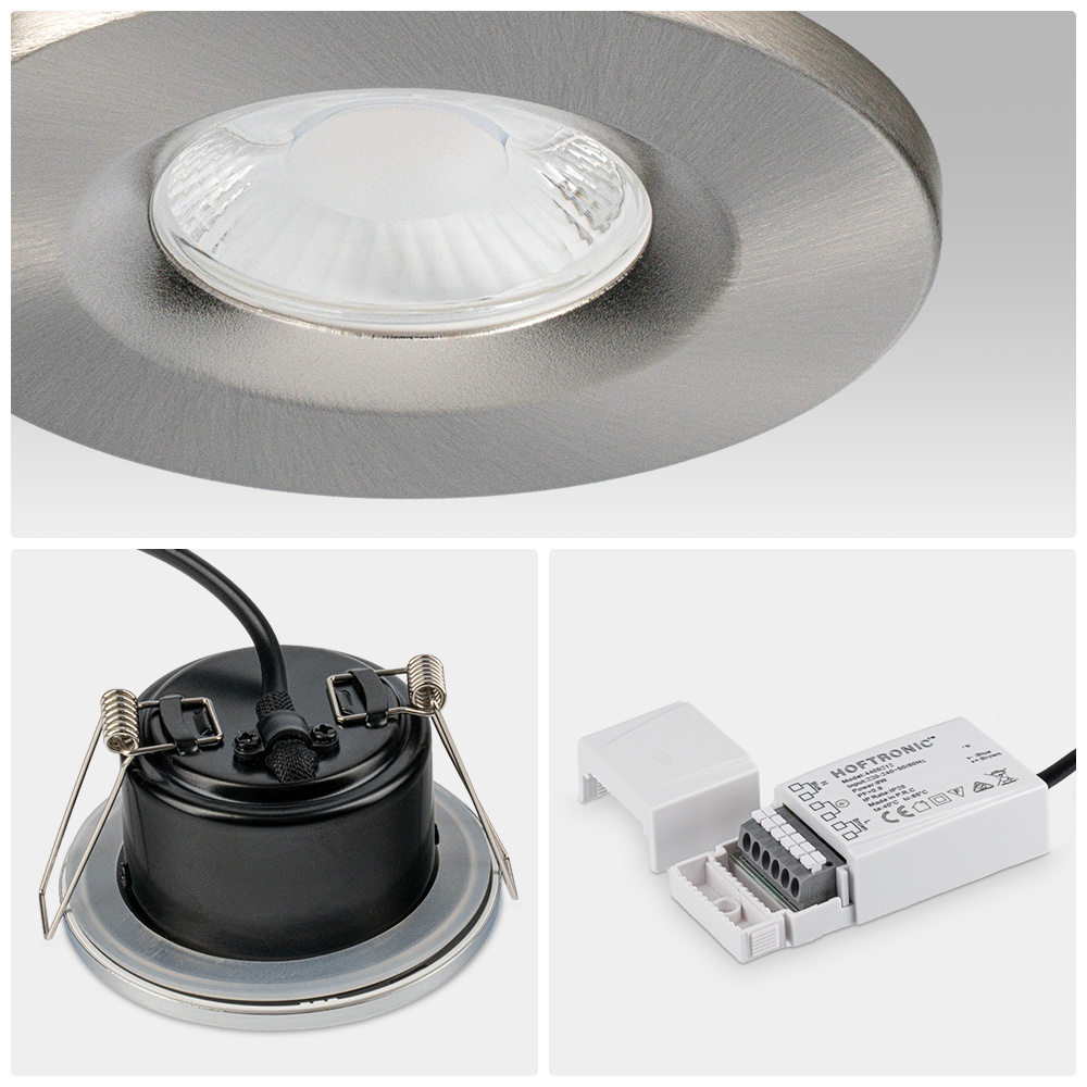 Set van 10 Inbouwspots - Dimbaar - 6 Watt - 2700K Warm wit licht - IP65 waterdicht - Plafondspot RVS - Venezia