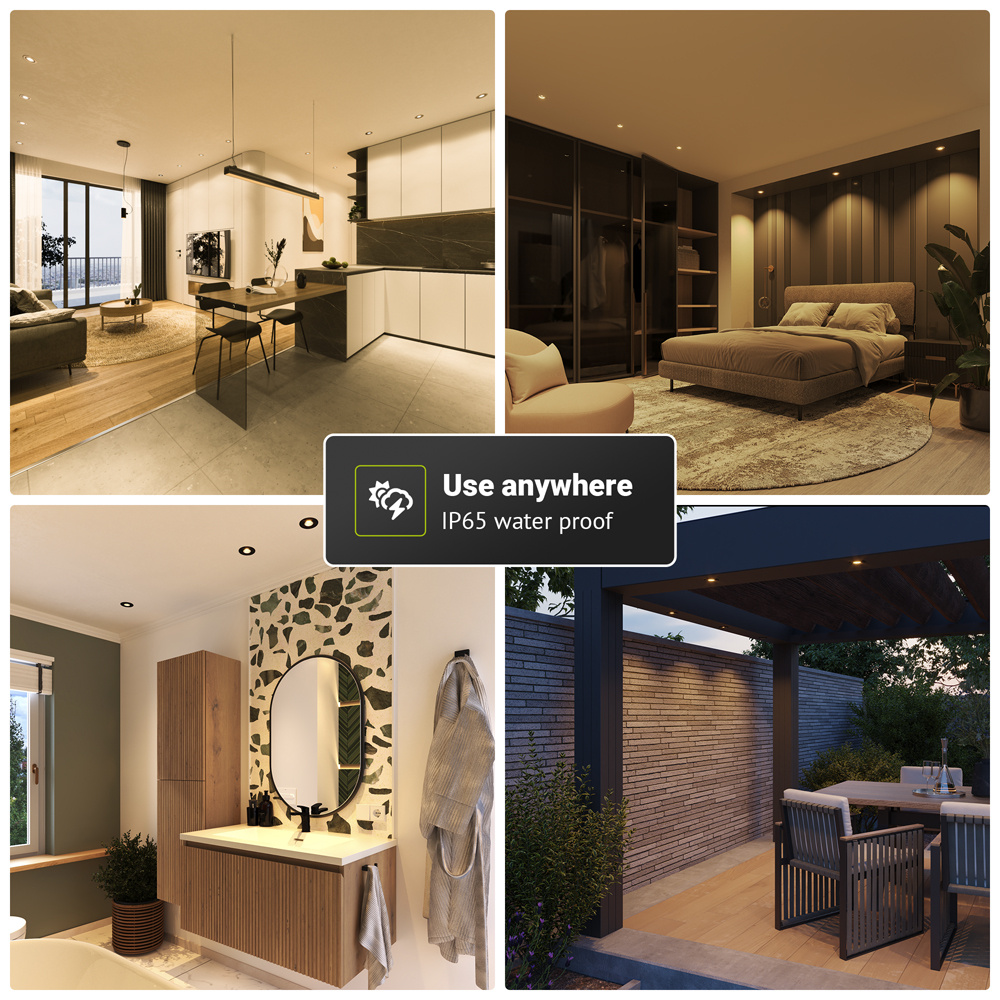 Set van 10 Inbouwspots - Dimbaar - 6 Watt - 2700K Warm wit licht - IP65 waterdicht - Plafondspot RVS - Venezia