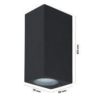 Set van 4 Selma dimbare LED wandlamp - Up & Down light - IP65 - excl. GU10 lichtbron - Zwart - Binnen en buiten - 3 jaar garantie
