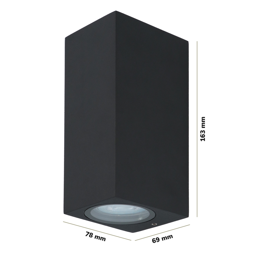 Set van 4 Selma dimbare LED wandlamp - Up & Down light - IP65 - excl. GU10 lichtbron - Zwart - Binnen en buiten - 3 jaar garantie voor binnen en buit