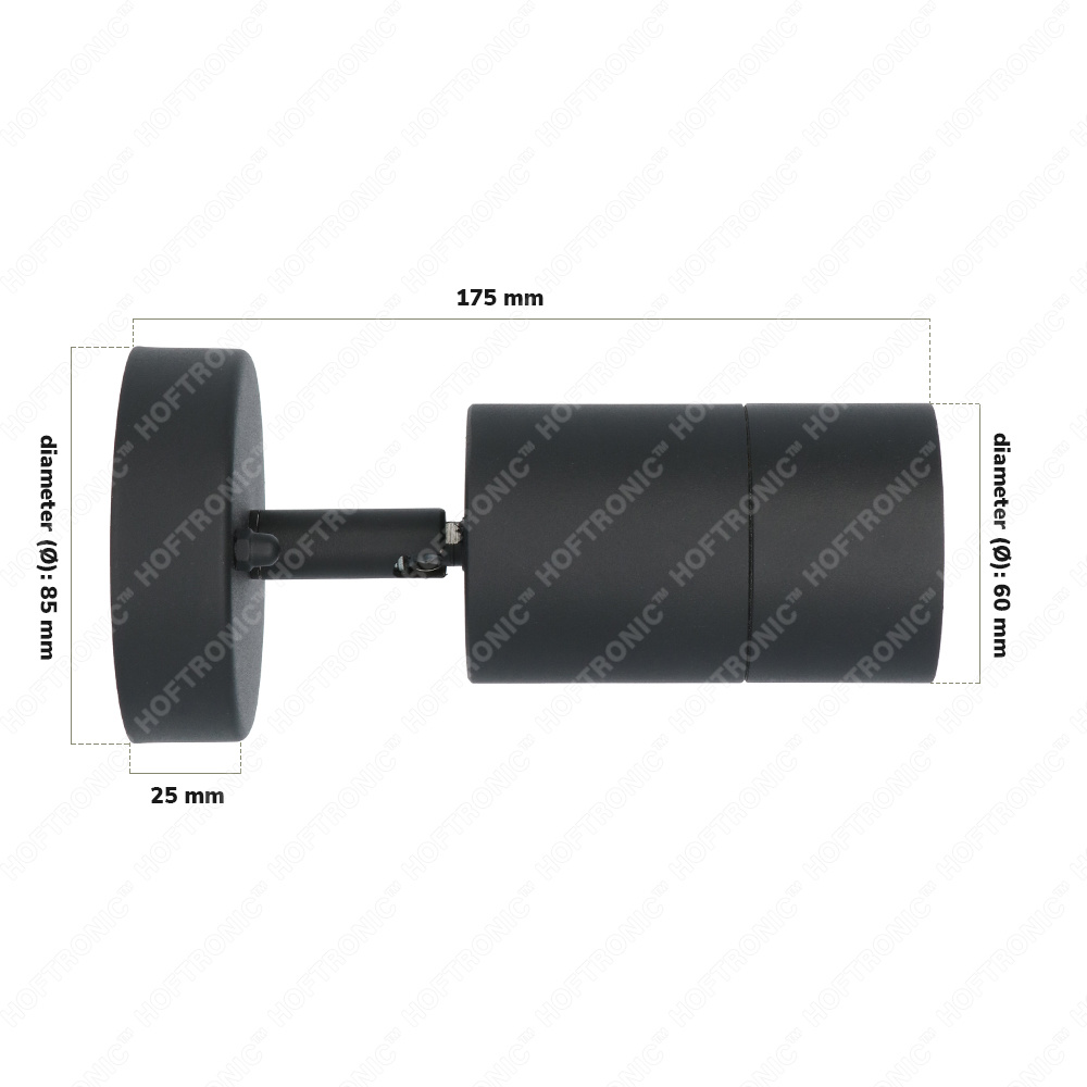 set van 2 Lago kantelbare wandlampen - Dimbaar - IP44 - Incl. 2700K warm wit GU10 spotje - 5 Watt 400 lumen -Spotlight voor binnen en buiten - Geschik