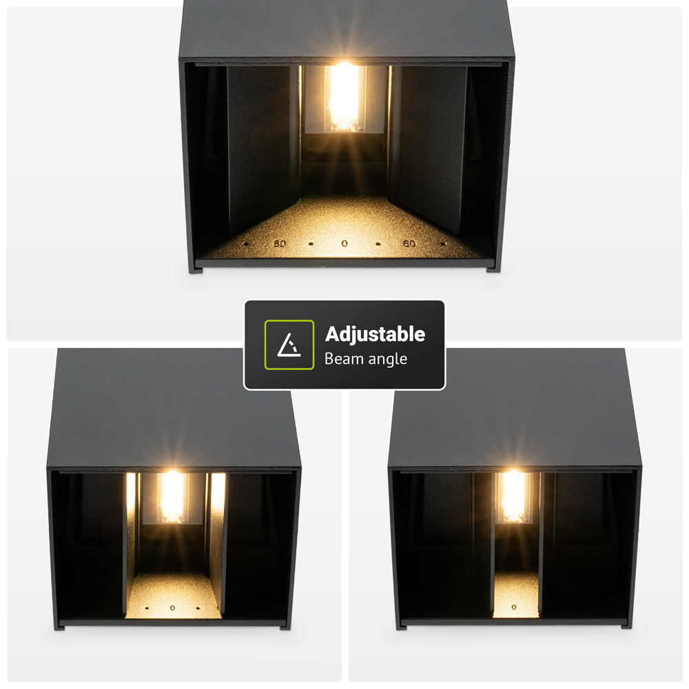 Miles XL LED Wandlamp - 20 Watt 2000 lumen - H 23cm B 12cm - 3000K Warm wit - IP65 waterdicht - Zwart - Up & Down lamp voor binnen en buiten voor bin