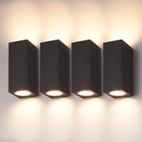 4er-Satz Selma dimmbare LED-Wandleuchte - Up & Down Licht - IP65 - ohne GU10 Leuchtmittel - Schwarz - Innen- und Außenbereich - 3 Jahre Garantie