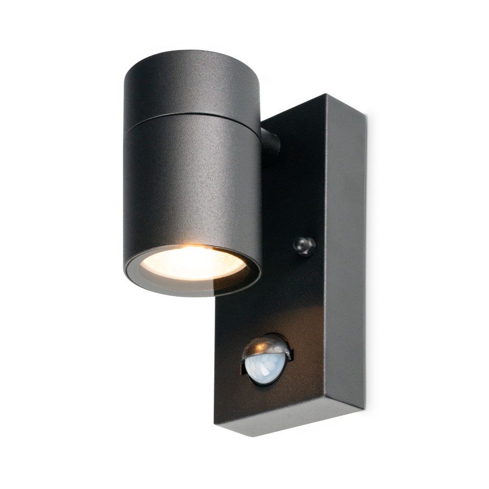 HOFTRONIC™ Mason wandlamp 2700K warm wit Bewegingsmelder en schemerschakelaar IP44 spatwaterdicht Spotlight voor binnen en buiten Zwart
