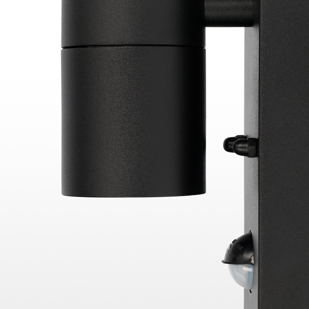 Mason wandlamp - Zwart - Bewegingsmelder en schemerschakelaar - IP44 spatwaterdicht - Spotlight voor binnen en buiten - Exclusief GU10 lichtbron voor