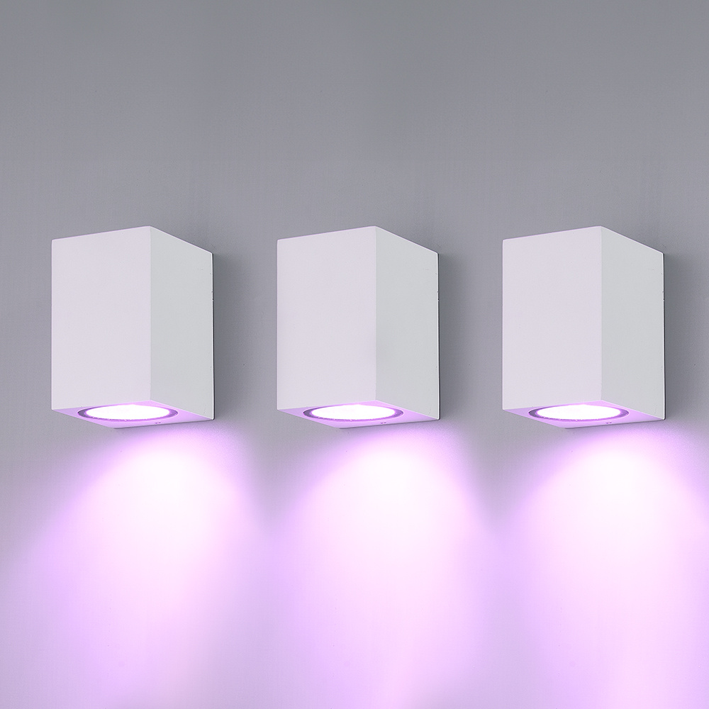 HOFTRONIC - Set van 3 Marion Smart Wandlampen binnen en buiten - Down (1 lichts) RGB+WW - GU10 4,5 Watt 350 Lumen - IP65 Waterdichte Buitenlamp - 16,5 miljoen kleuren - te bedienen