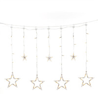 Set van 2 Lichtgordijnen voor buiten - 7 sterren - Extra warm wit - 0.9 meter - 77 LEDs - Kerstverlichting - Raamverlichting