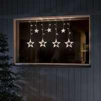 2er-Set Lichtvorhang für draußen - 7 Sterne - Extra warmweiß - 0,9 Meter - 77 LEDs - Weihnachtsbeleuchtung - Fensterbeleuchtung