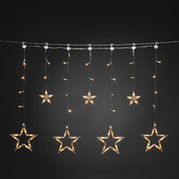 2er-Set Lichtvorhang für draußen - 7 Sterne - Extra warmweiß - 0,9 Meter - 77 LEDs - Weihnachtsbeleuchtung - Fensterbeleuchtung