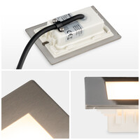 Set van 4 Dillon LED Inbouw wandlampen RVS - 3 Watt 340 Lumen - 3000K warm wit - IP54