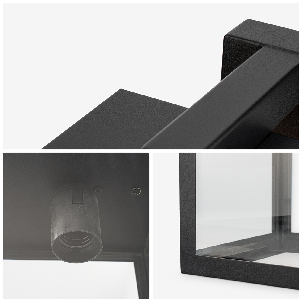 Brooks Dimbare Wandlamp zwart - Wandlantaarn - Voor binnen en buiten - E27 Fitting - Max 60 Watt - IP44 Waterdicht voor binnen en buiten
