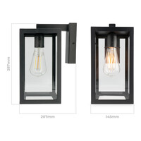Brooks Dimbare Wandlamp zwart – Wandlantaarn - Voor binnen en buiten – E27 Fitting – Max 60 Watt – IP44 Waterdicht