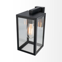 Brooks Dimmbare Wandleuchte schwarz - Wandlaterne - Für den Innen- und Außenbereich - E27-Fassung - Max 60 Watt - IP44 Wasserdicht