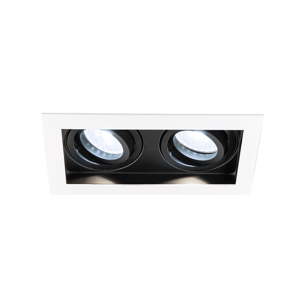 HOFTRONIC Durham Inbouwspot Dubbel Wit - GU10 5 Watt 400 lumen - 6000K daglicht wit - Kantelbaar - I