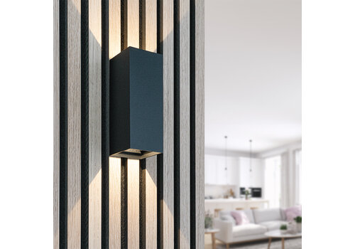 HOFTRONIC™ Miles S LED-Wandleuchte dimmbar - Auf- und Abwärtslicht fur Außen - 3000K - 10W - IP65 - Schwarz - Außenbeleuchtung