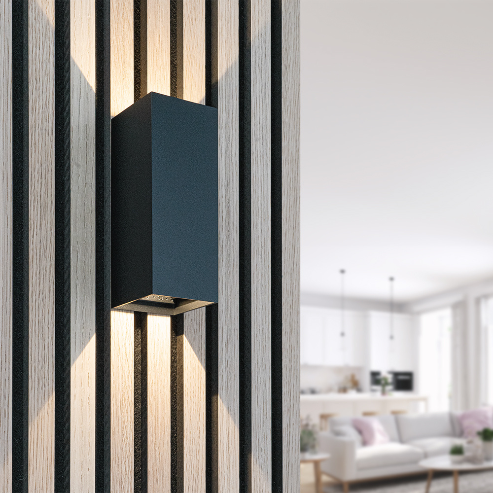 Miles S LED wandlamp - up en down light buiten - 3000K warm wit- 10 Watt 760 lumen- IP65 waterdicht - Zwart - buitenverlichting voor binnen en buiten afbeelding