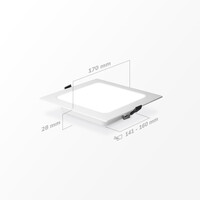 LED downlight – inbouwspot vierkant – 12W – 1160 lm – 4000K Neutraal wit - IP20 - 170x170mm