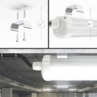 Palette mit 144x LED Feuchtraumleuchte 120 cm - IP65 Wasserdicht - 24 Watt 3840 Lumen (160lm/W) - 6500K Kaltweiß - Verknüpfbar - IK07 - Tri-Proof-Deckenleuchten