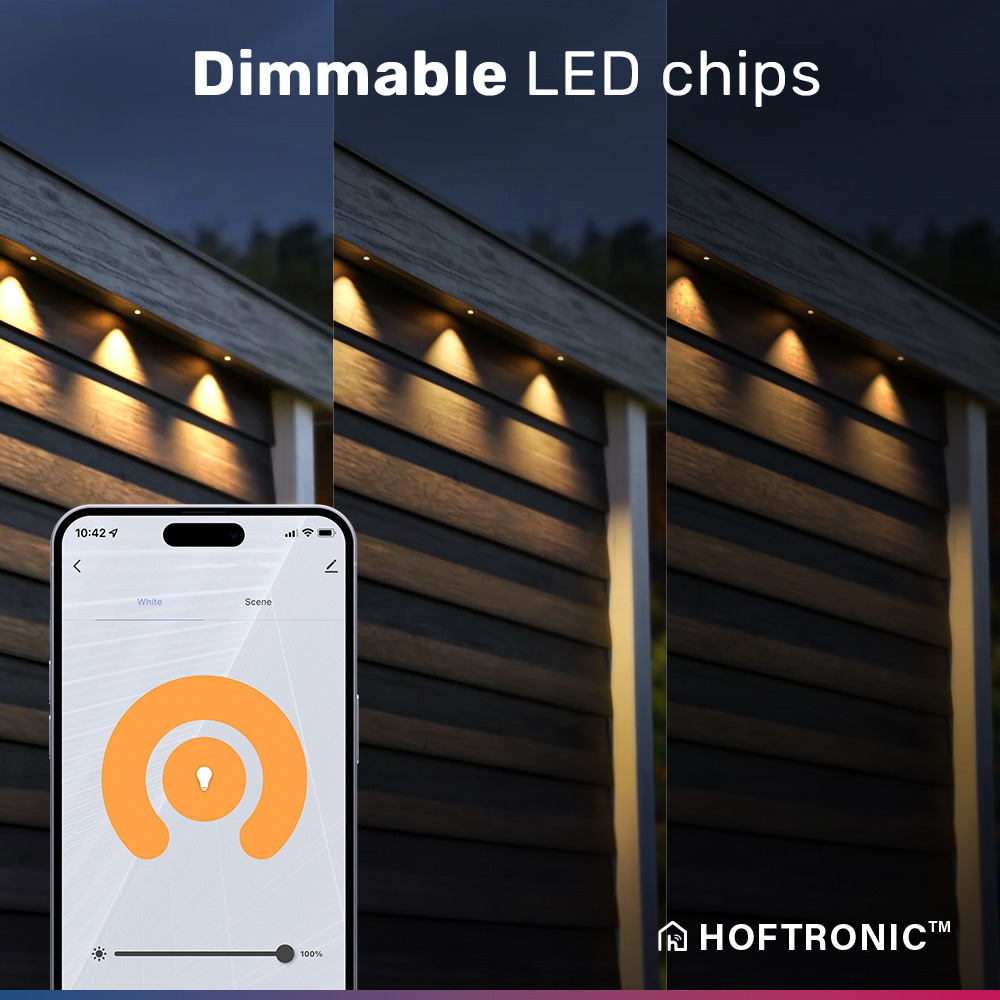 Sienna - 8x Smart inbouwspots veranda - Complete Set - Wifi & Bluetooth - Plug & Play - Kantelbaar - IP44 - LED 2700K warm wit - 200 lumen - 12 volt -