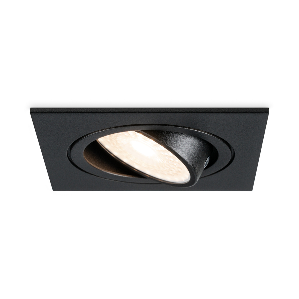 HOFTRONIC™ Dimbare LED inbouwspot Mallorca zwart vierkant Kantelbaar 5 Watt IP20 4000K Neutraal wit GU10 armatuur spotjes plafond