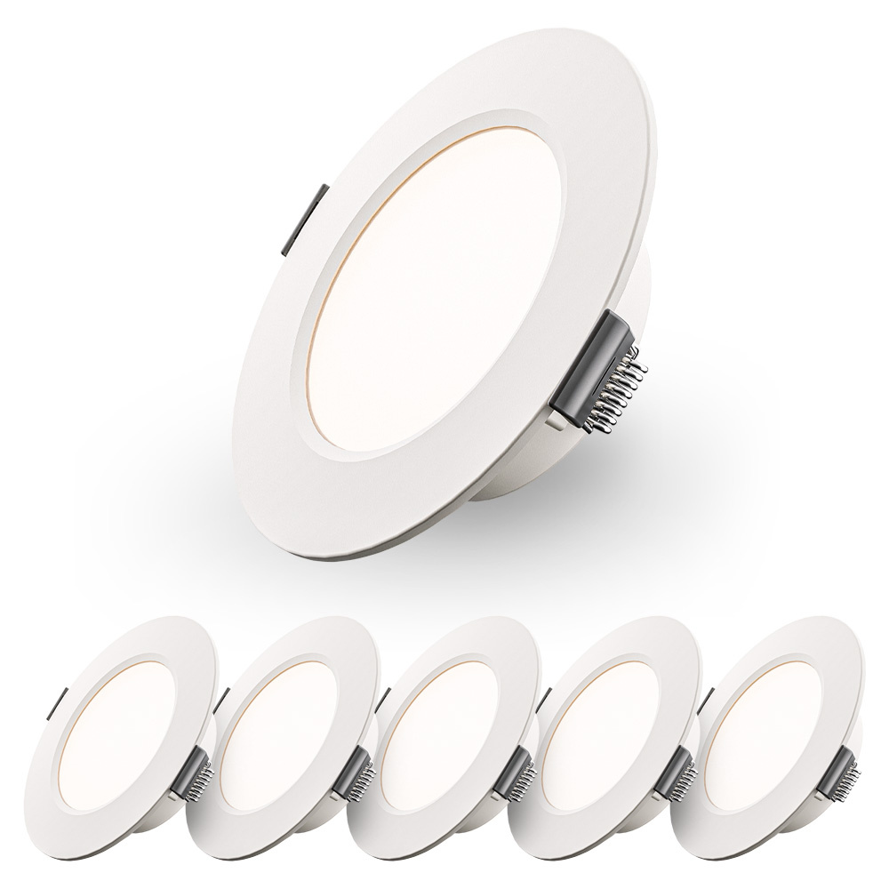 HOFTRONIC Set van 6 Georgia LED platte Inbouwspots wit - inbouwdiepte 25mm - 6W 490lm - Rond - 4000K