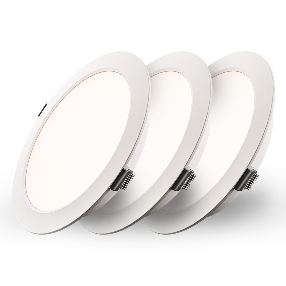 HOFTRONIC Set van 3 Georgia LED platte Inbouwspots wit - inbouwdiepte 25mm - 18W 1820lm - Rond - 400