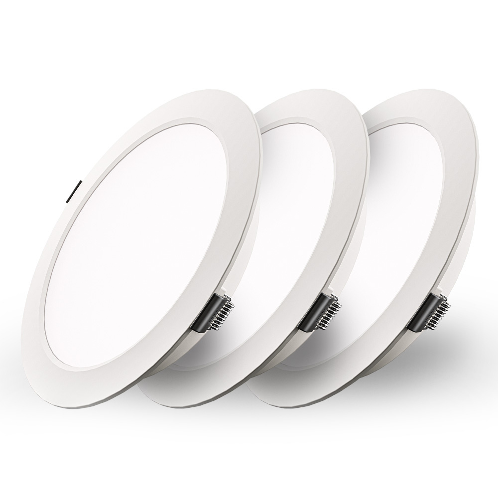 HOFTRONIC Set van 3 Georgia LED platte Inbouwspots wit - inbouwdiepte 25mm - 9W 820lm - Rond - 6500K