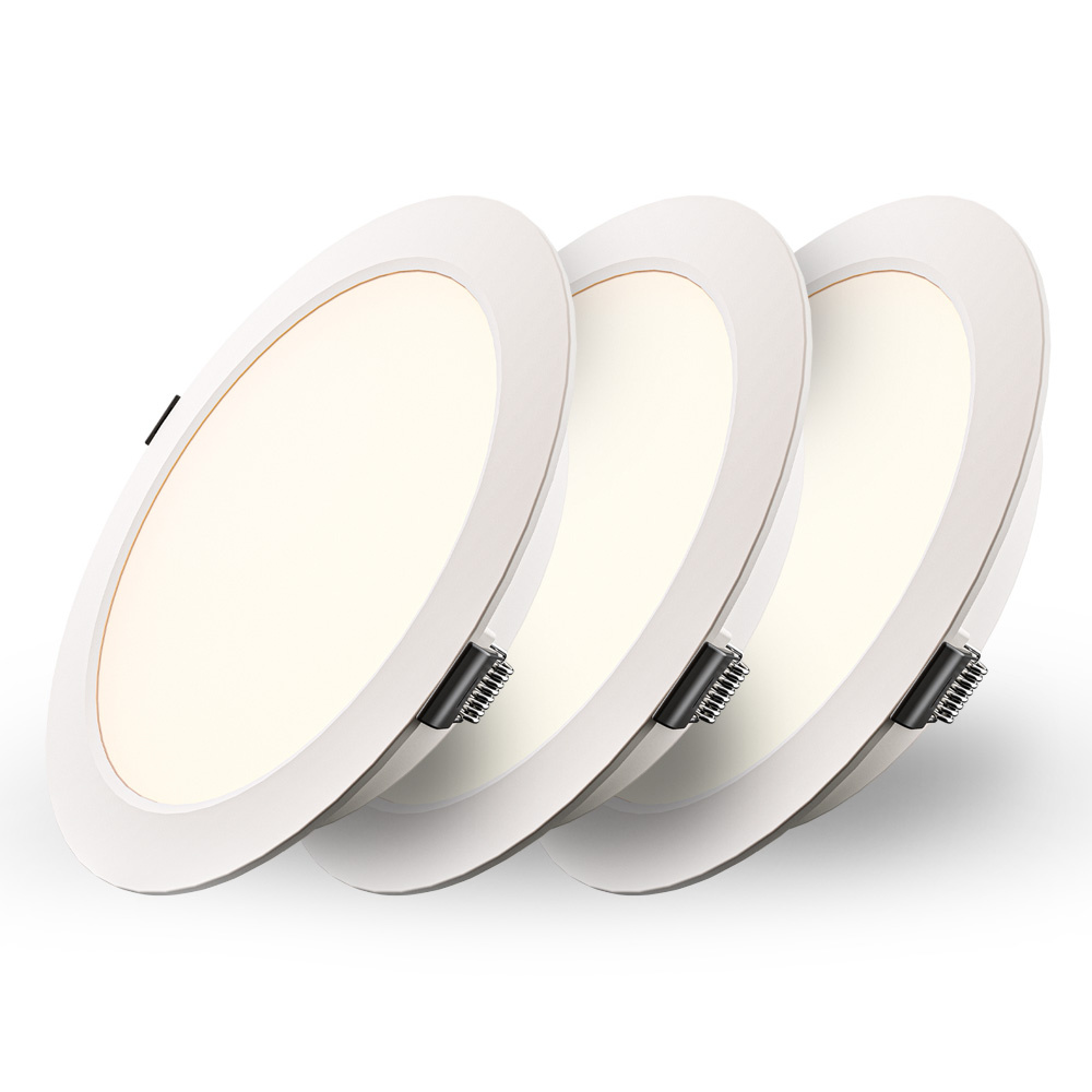 HOFTRONIC Set van 3 Georgia LED platte Inbouwspots wit - inbouwdiepte 25mm - 9W 820lm - Rond - 2700K