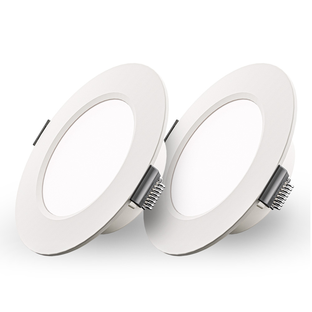 HOFTRONIC Set van 2 Georgia LED platte Inbouwspots wit - inbouwdiepte 25mm - 6W 490lm - Rond - 6500K