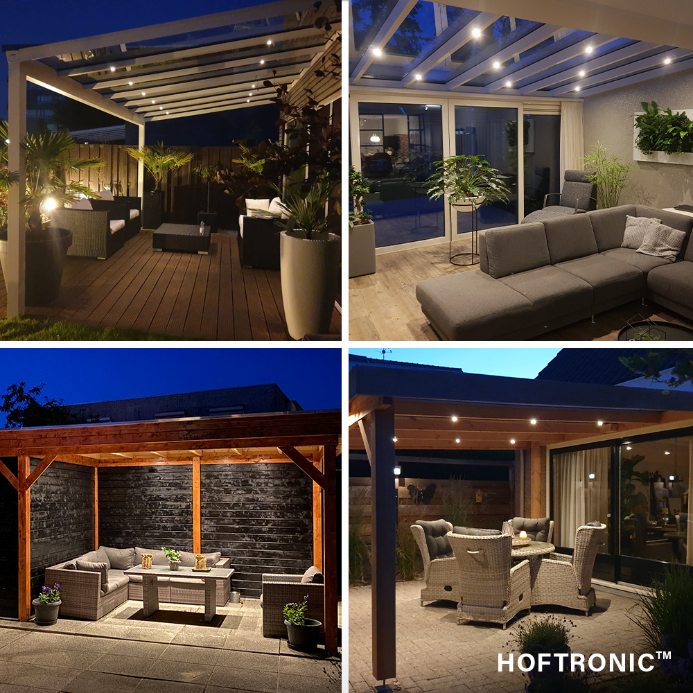 Milano - 8x inbouwspots veranda - Dimbaar LED - Complete set met afstandsbediening - Plug & Play - 12 Volt 3 watt - 2700K 200 lumen - IP65 waterdicht