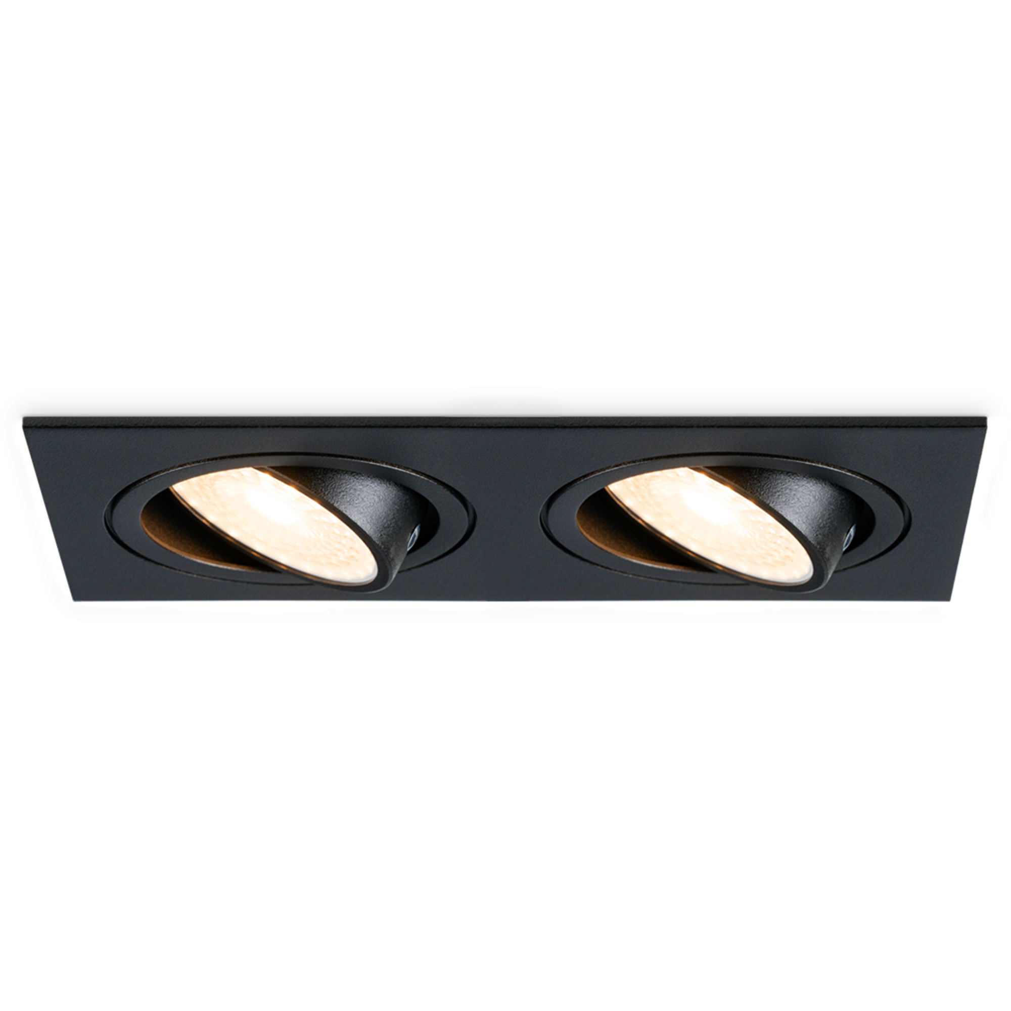 HOFTRONIC™ Mallorca dubbele LED inbouwspot Kantelbaar 2700K Warm wit GU10 5 Watt Rechthoekig GU10 verwisselbare lichtbron Plafondspot voor binnen Zwart